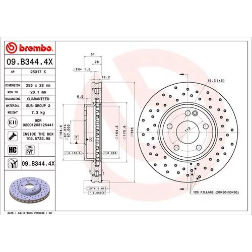 Brzdový kotúč BREMBO 09.B344.4X