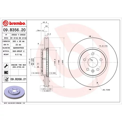 Brzdový kotúč BREMBO 09.B356.21