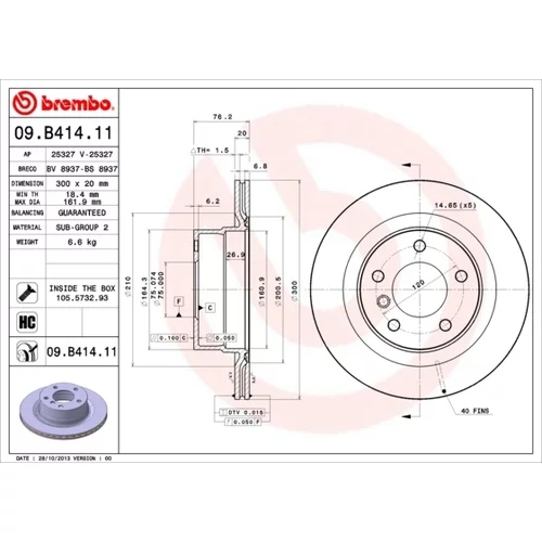 Brzdový kotúč BREMBO 09.B414.11