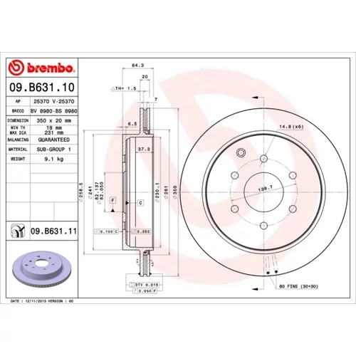 Brzdový kotúč BREMBO 09.B631.11