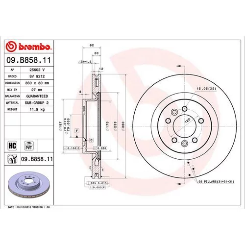 Brzdový kotúč BREMBO 09.B858.11