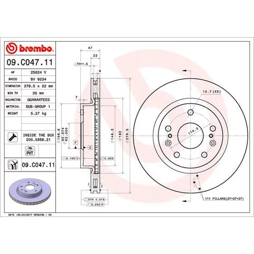 Brzdový kotúč BREMBO 09.C047.11