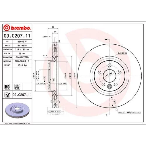 Brzdový kotúč BREMBO 09.C207.11