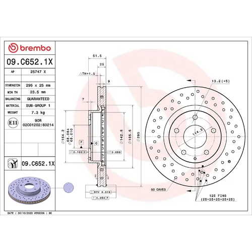 Brzdový kotúč 09.C652.1X /BREMBO/