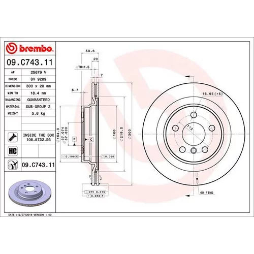 Brzdový kotúč BREMBO 09.C743.11