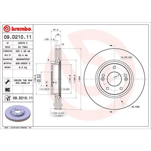 Brzdový kotúč BREMBO 09.D210.11