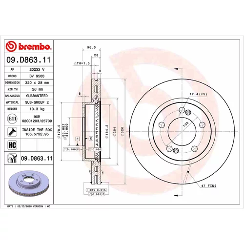 Brzdový kotúč BREMBO 09.D863.11