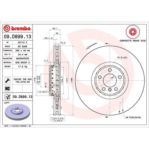 Brzdový kotúč BREMBO 09.D899.13