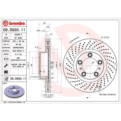 Brzdový kotúč BREMBO 09.D930.11