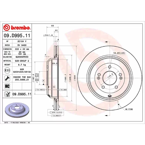 Brzdový kotúč BREMBO 09.D995.11