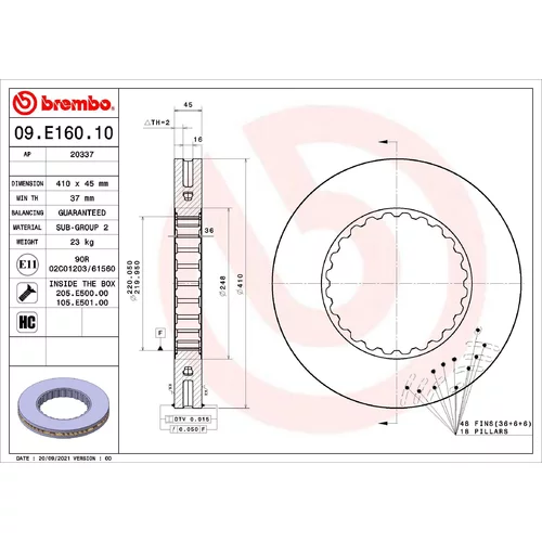 Brzdový kotúč BREMBO 09.E160.10