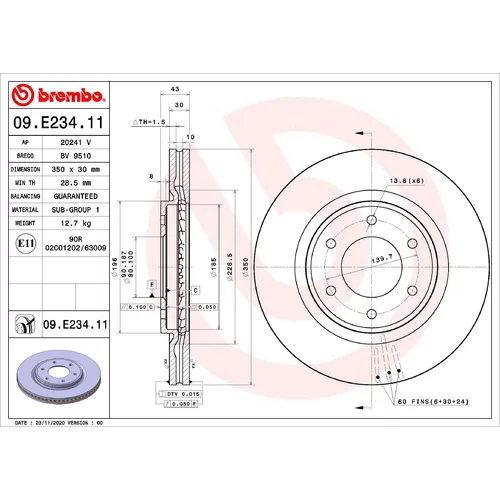 Brzdový kotúč BREMBO 09.E234.11