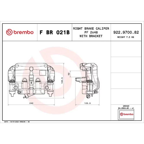 Brzdový strmeň BREMBO F BR 021B - obr. 1