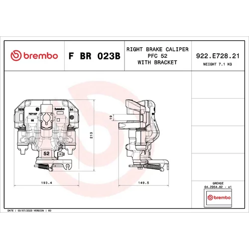 Brzdový strmeň BREMBO F BR 023B - obr. 1