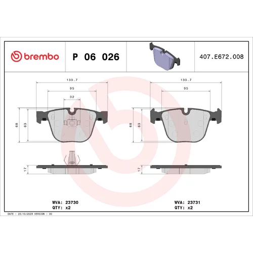 Sada brzdových platničiek kotúčovej brzdy P 06 026 /BREMBO/