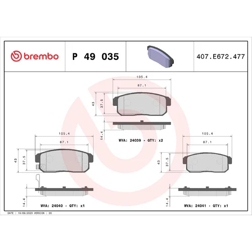 Sada brzdových platničiek kotúčovej brzdy BREMBO P 49 035