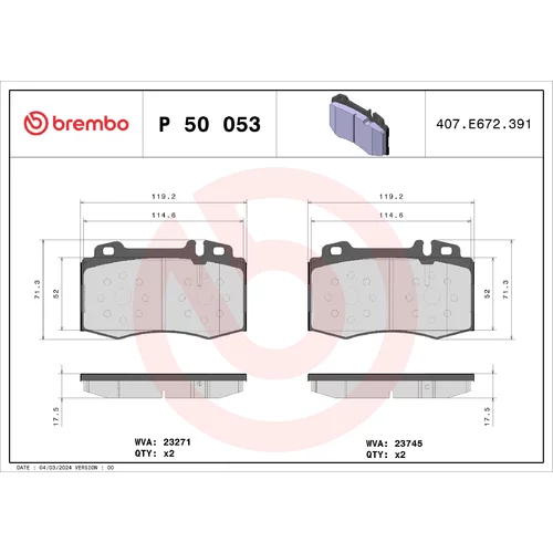 Sada brzdových platničiek kotúčovej brzdy BREMBO P 50 053