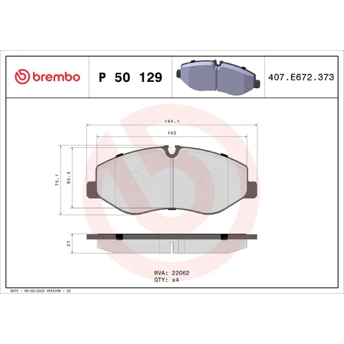 Sada brzdových platničiek kotúčovej brzdy BREMBO P 50 129