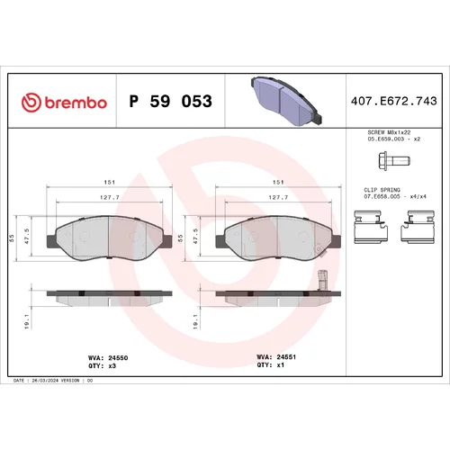 Sada brzdových platničiek kotúčovej brzdy BREMBO P 59 053