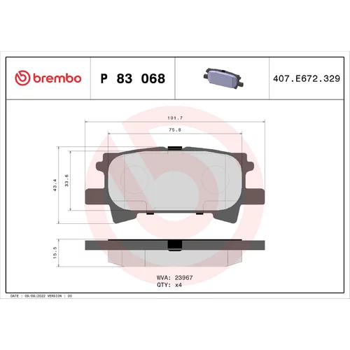 Sada brzdových platničiek kotúčovej brzdy BREMBO P 83 068