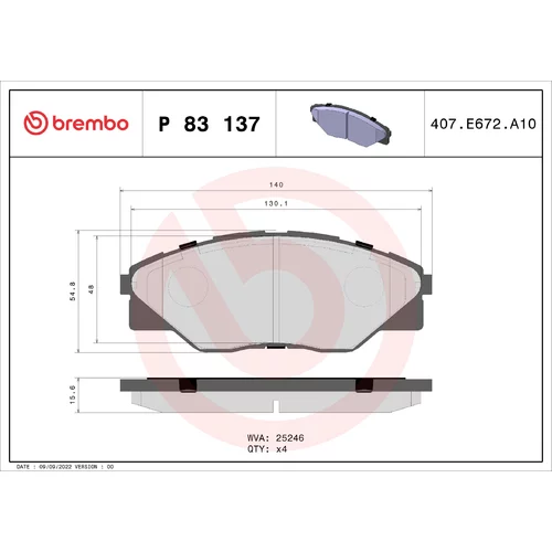 Sada brzdových platničiek kotúčovej brzdy BREMBO P 83 137