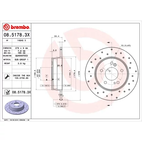 Brzdový kotúč BREMBO 08.5178.3X