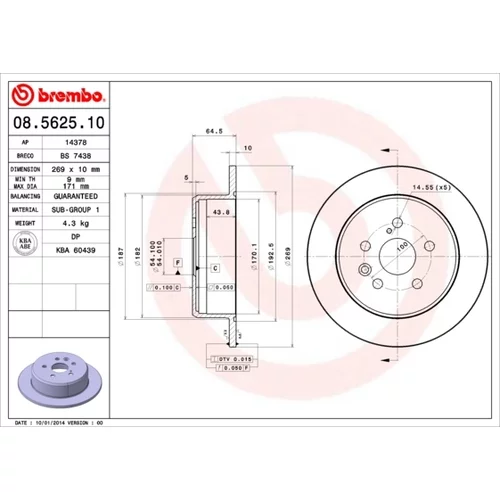 Brzdový kotúč BREMBO 08.5625.10