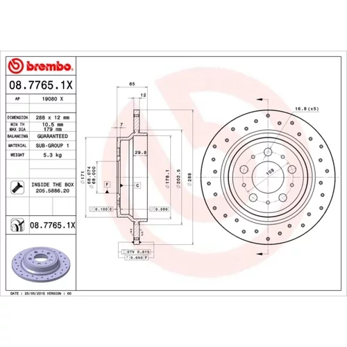 Brzdový kotúč BREMBO 08.7765.1X