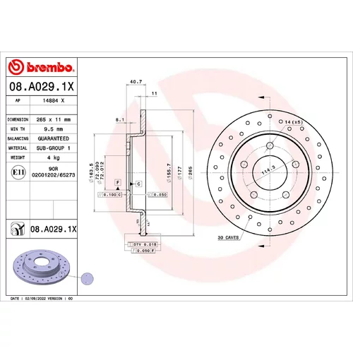 Brzdový kotúč BREMBO 08.A029.1X