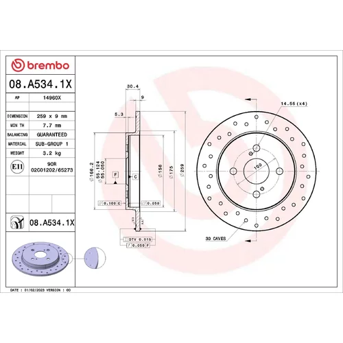 Brzdový kotúč BREMBO 08.A534.1X