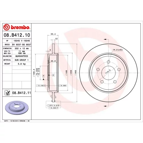 Brzdový kotúč BREMBO 08.B412.10