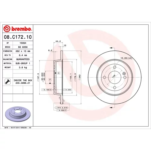 Brzdový kotúč BREMBO 08.C172.10