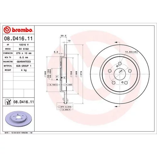 Brzdový kotúč BREMBO 08.D416.11