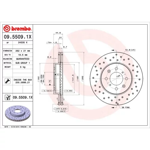 Brzdový kotúč BREMBO 09.5509.1X