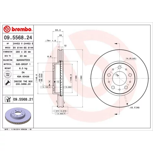 Brzdový kotúč 09.5568.21 /BREMBO/