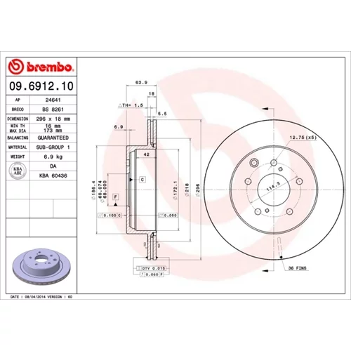 Brzdový kotúč BREMBO 09.6912.10