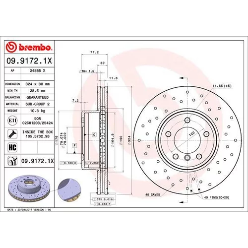 Brzdový kotúč 09.9172.1X /BREMBO/