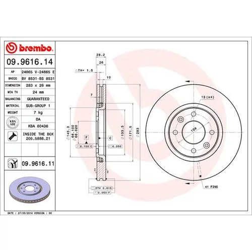 Brzdový kotúč BREMBO 09.9616.11