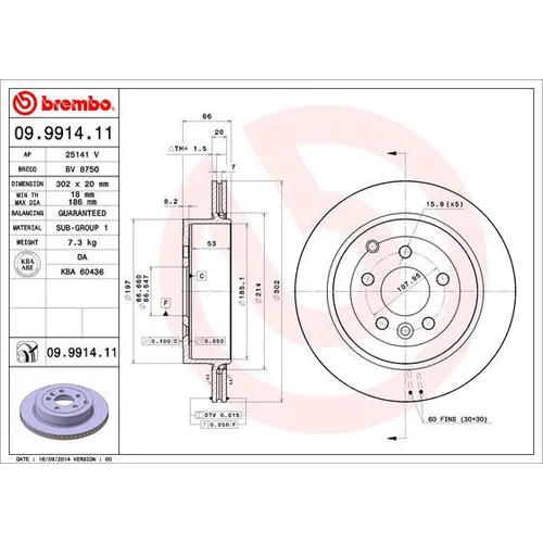 Brzdový kotúč BREMBO 09.9914.11