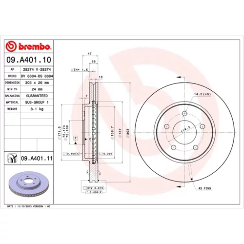 Brzdový kotúč 09.A401.11 /BREMBO/