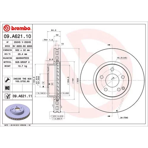 Brzdový kotúč BREMBO 09.A621.11