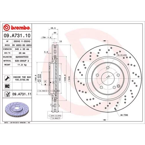 Brzdový kotúč BREMBO 09.A731.11