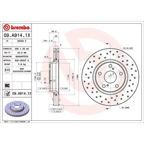 Brzdový kotúč BREMBO 09.A914.1X