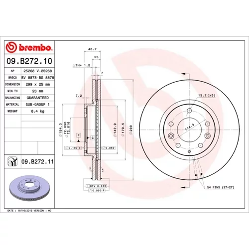 Brzdový kotúč BREMBO 09.B272.10