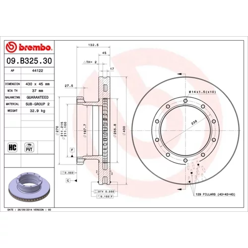 Brzdový kotúč BREMBO 09.B325.30