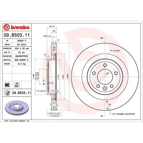 Brzdový kotúč BREMBO 09.B503.11