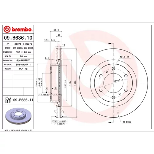 Brzdový kotúč BREMBO 09.B636.11