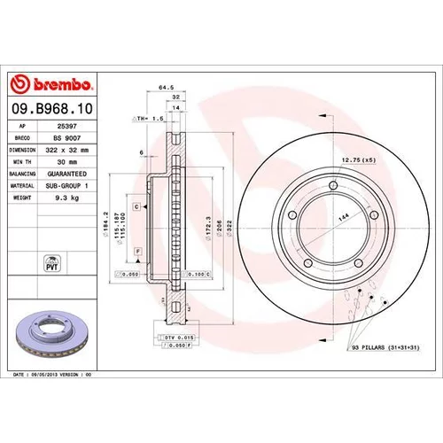 Brzdový kotúč BREMBO 09.B968.11