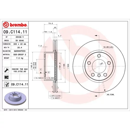 Brzdový kotúč BREMBO 09.C114.11