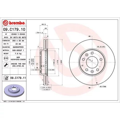 Brzdový kotúč BREMBO 09.C179.11